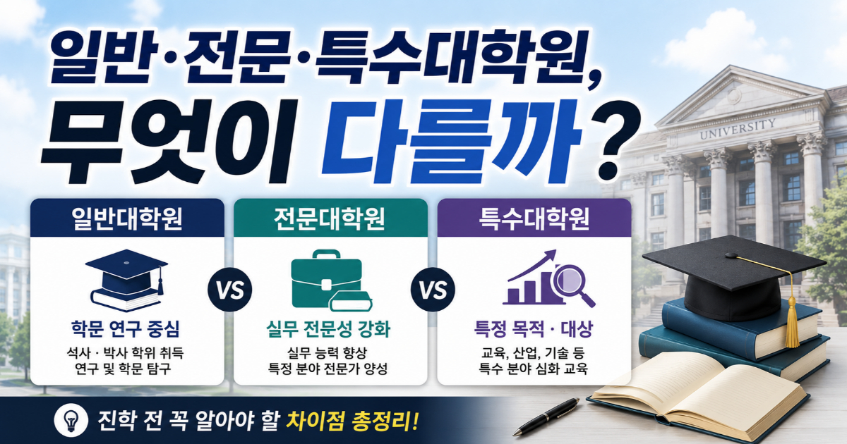일반대학원 전문대학원 특수대학원 차이 비교